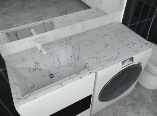 Раковина над стиральной машиной Stella Polar Мадлен 120см левая белый мрамор SP-00001071